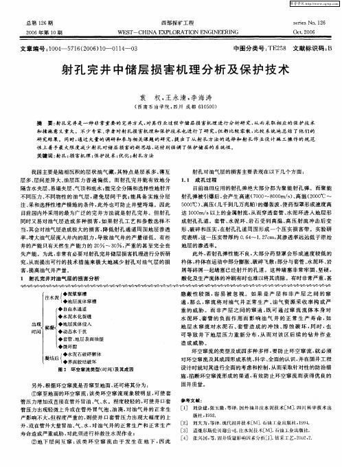 射孔完井中储层损害机理分析及保护技术