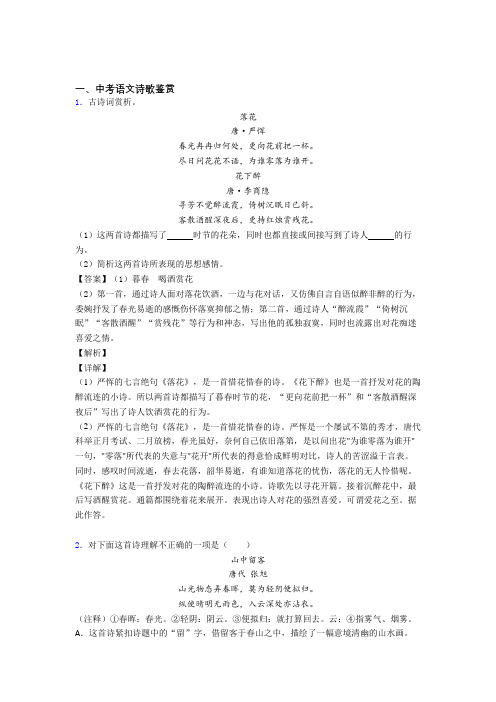 备战中考语文专题复习诗歌鉴赏的综合题及答案解析