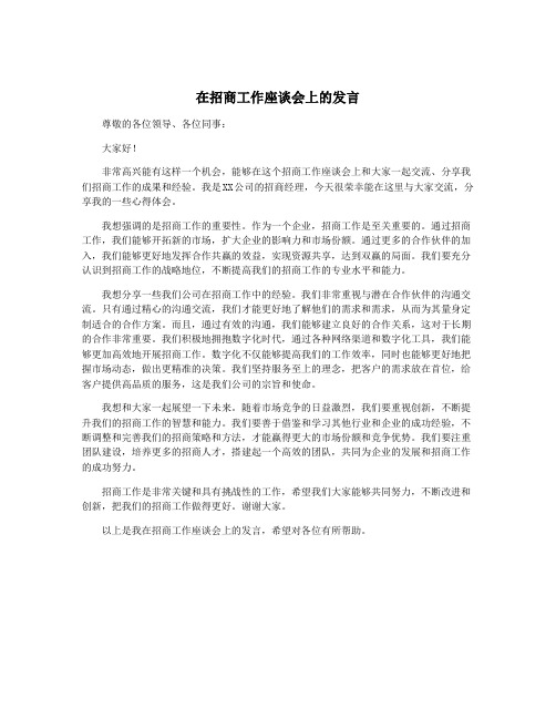 在招商工作座谈会上的发言