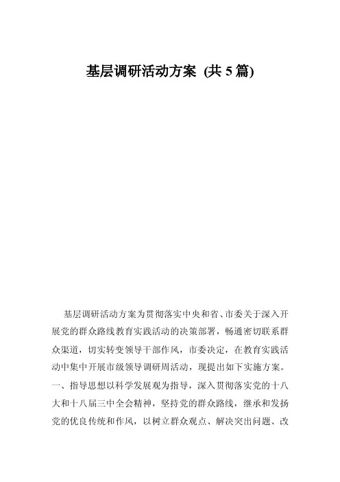 基层调研活动方案（共5篇）