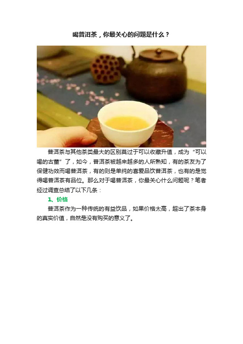 喝普洱茶，你最关心的问题是什么？