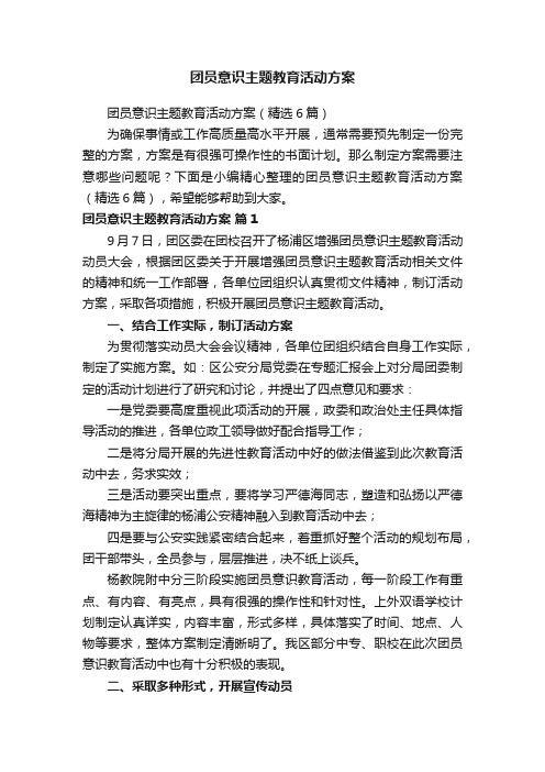 团员意识主题教育活动方案（精选6篇）