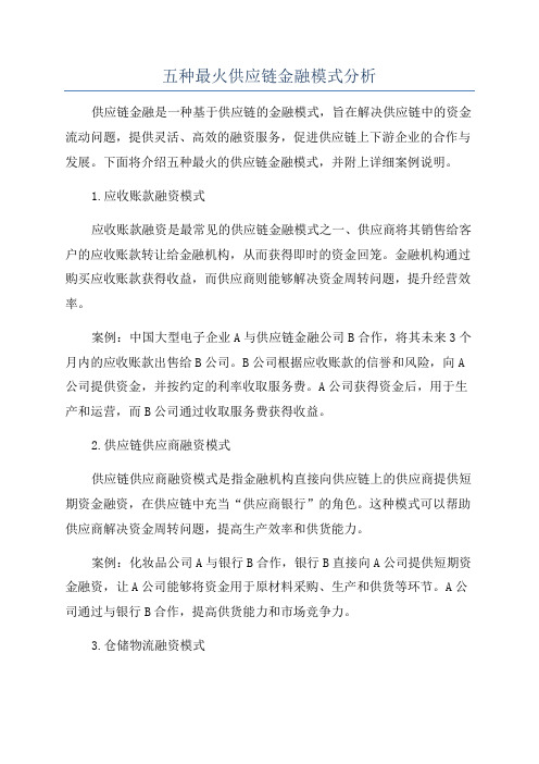 五种最火供应链金融模式分析