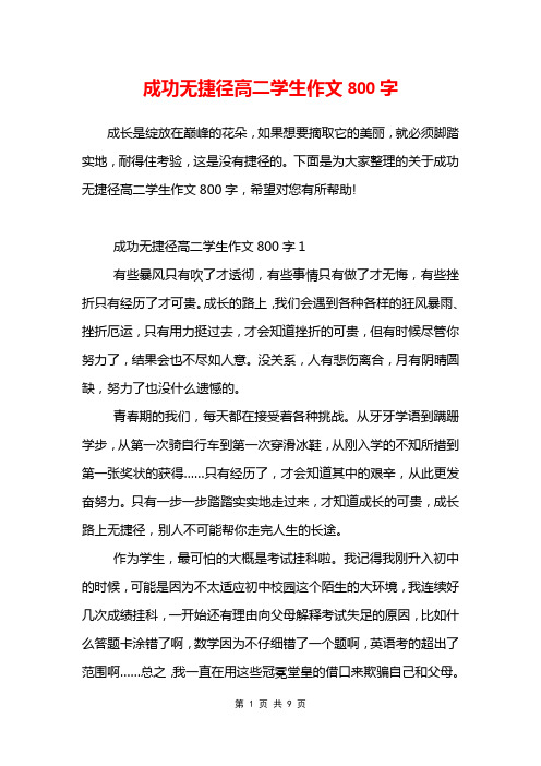 成功无捷径高二学生作文800字