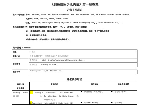 剑桥国际少儿英语教案unit1