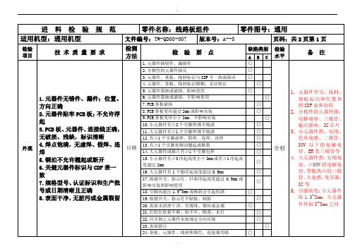 线路板检验标准