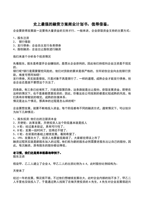 融资方案商业计划书