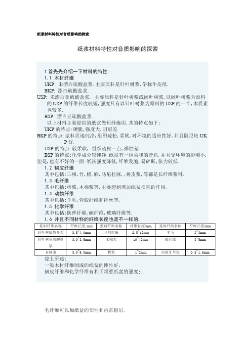 纸浆材料特性对音质影响的探索