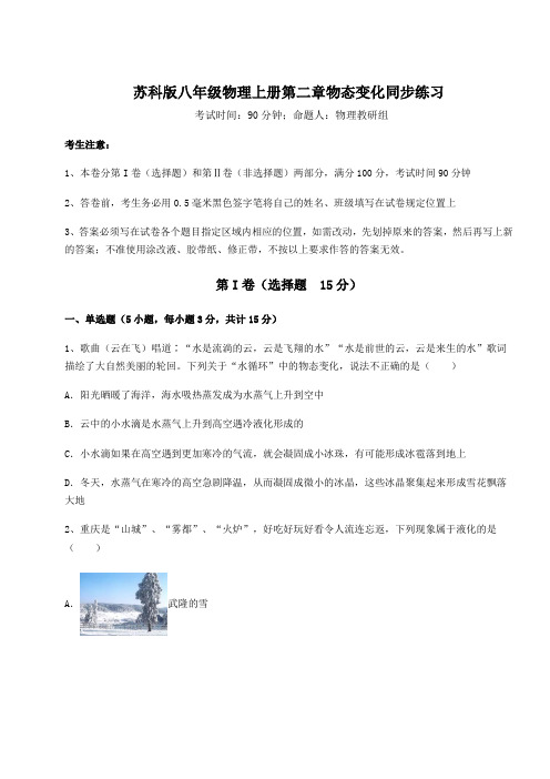 重难点解析苏科版八年级物理上册第二章物态变化同步练习试题(含答案解析)