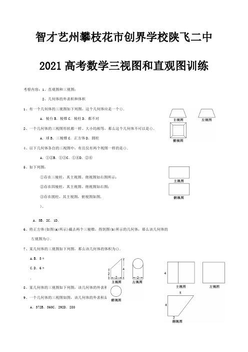 高考数学 三视图和直观图训练 试题