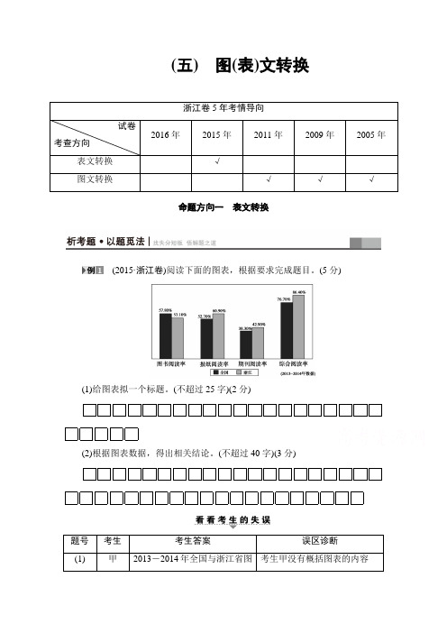 2017高考语文(浙江专版)二轮复习与策略(讲练) 高考第1大题 (五) 命题方向1 表文转换 Word版含答案