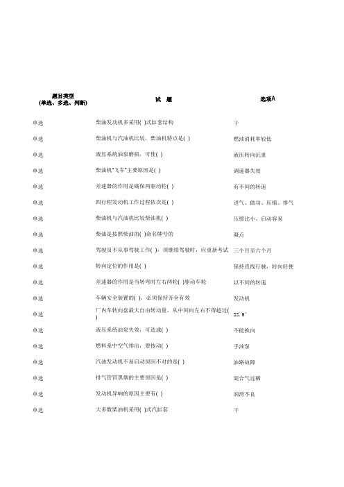 2018年叉车司机理论考试题库(1000道)