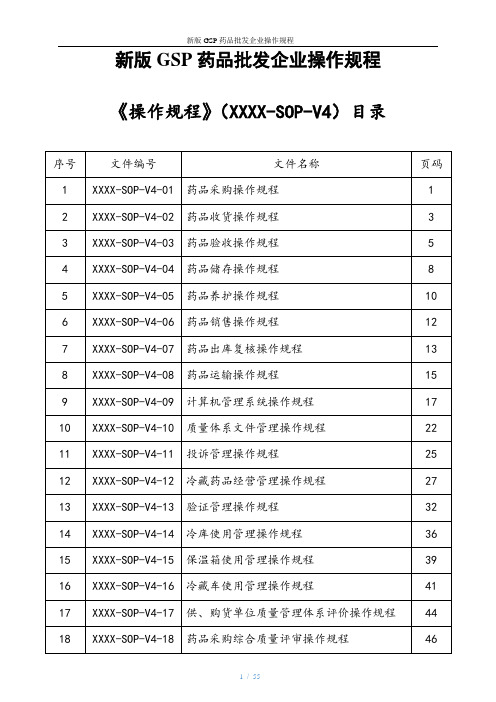 新版GSP药品批发企业操作规程