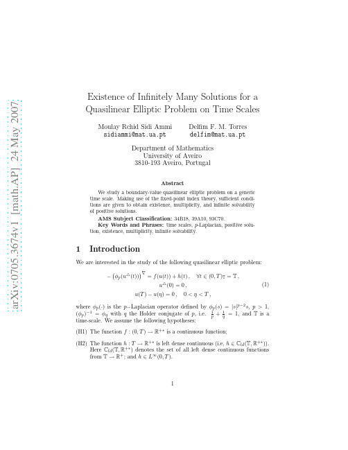 Existence of Infinitely Many Solutions for a Quasilinear Elliptic Problem on Time Scales