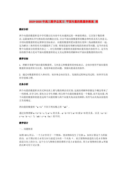 2019-2020年高三数学总复习 平面向量的数量积教案 理