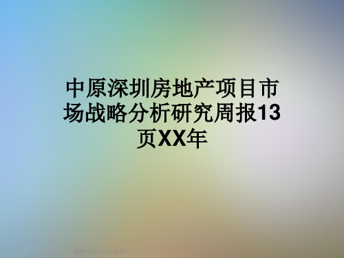 中原深圳房地产项目市场战略分析研究周报13页XX年