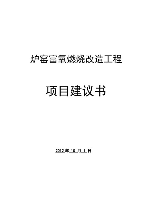 炉窑富氧燃烧改造工程项目建议书