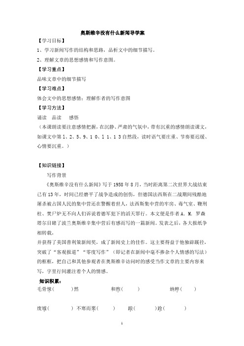 奥斯维辛没有什么新闻导学案