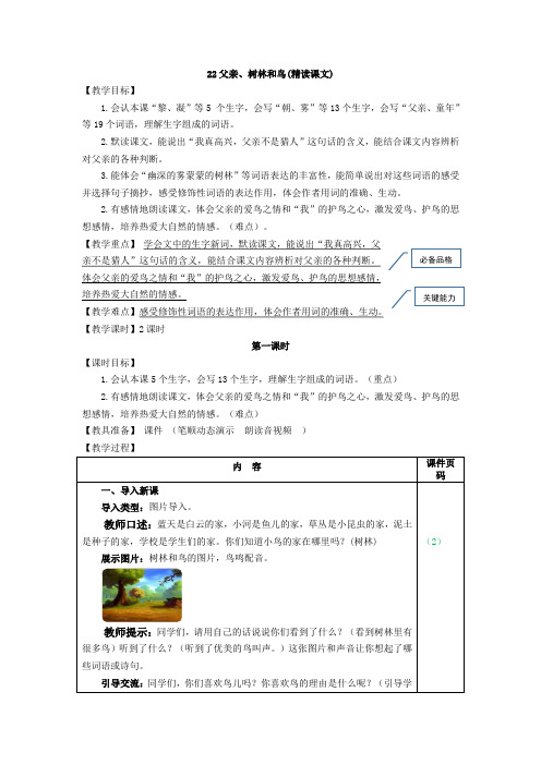 22.父亲、树林和鸟(教案)