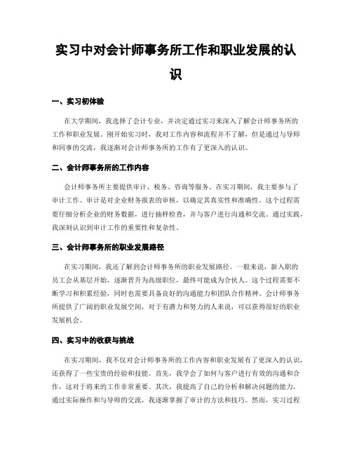 实习中对会计师事务所工作和职业发展的认识