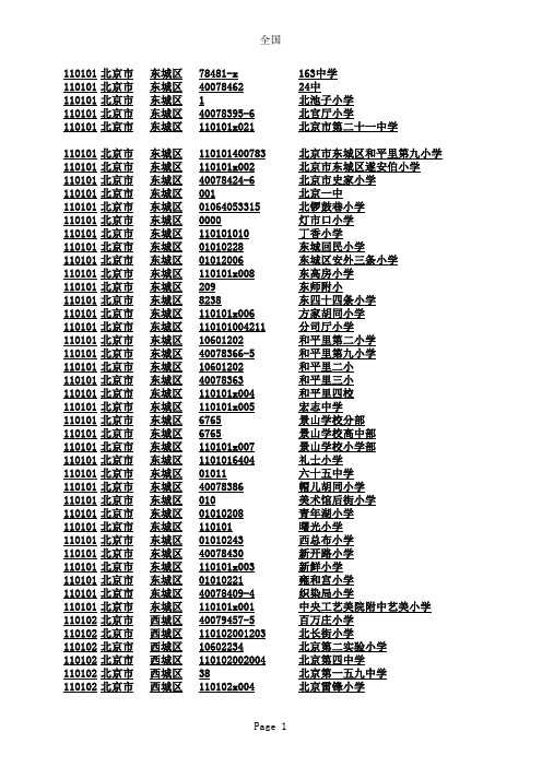 全国大学中学小学学校代码