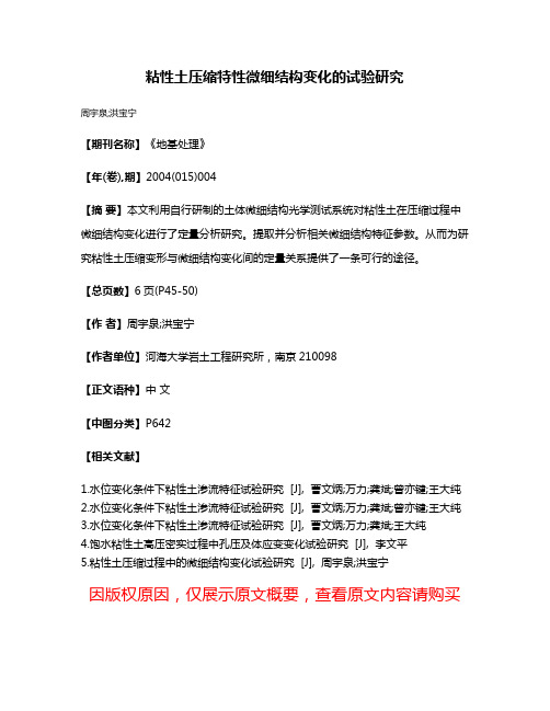 粘性土压缩特性微细结构变化的试验研究