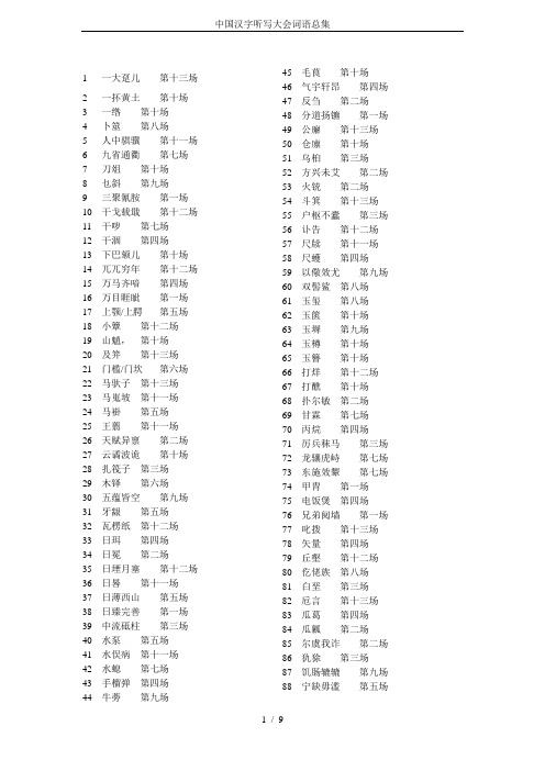 中国汉字听写大会词语总集