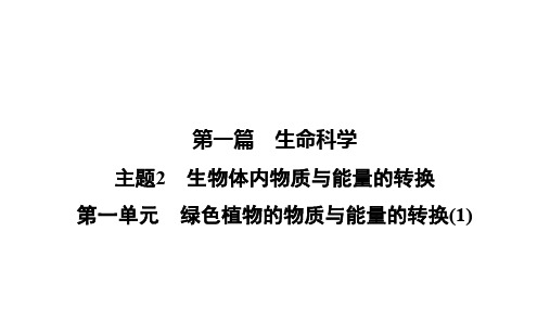 2020届中考科学 复习课件:第一篇 主题2 第一单元 绿色植物的物质与能量的转换(1)