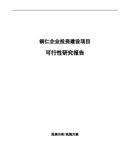 铜仁编写生产项目可行性研究报告