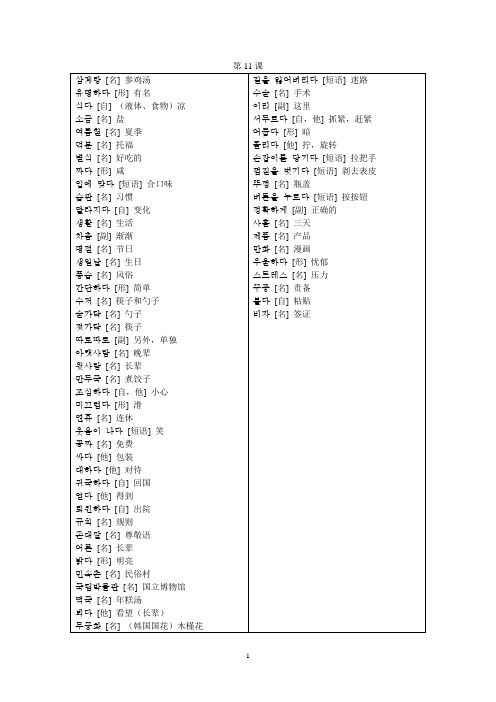 延世大学 韩文书 单词 11-20课单词