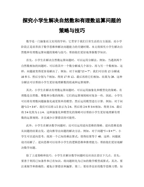 探究小学生解决自然数和有理数运算问题的策略与技巧