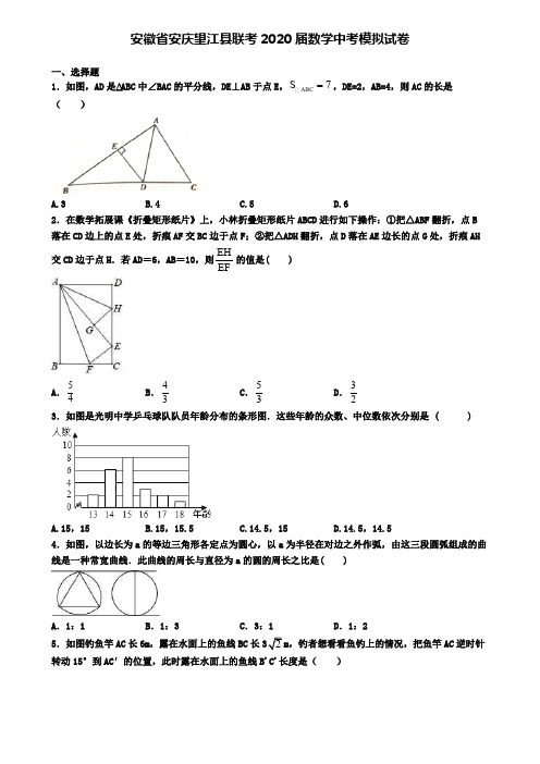 安徽省安庆望江县联考2020届数学中考模拟试卷