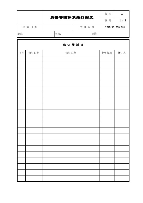 ZJWD-WI-ISO-001A质量管理体系推行管理制度