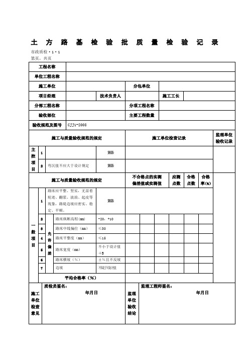 CJJ城镇道路工程检验批质量检验表格全套