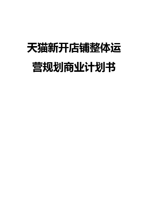 天猫商城电商新开店铺整体运营规划项目商业计划书