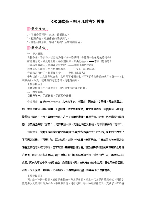 《水调歌头·明月几时有》教案 (38)(部编人教版九年级语文上册第13课)