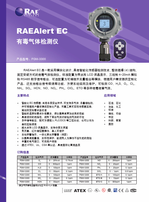 RAEAlert EC 有毒气体检测仪 说明书