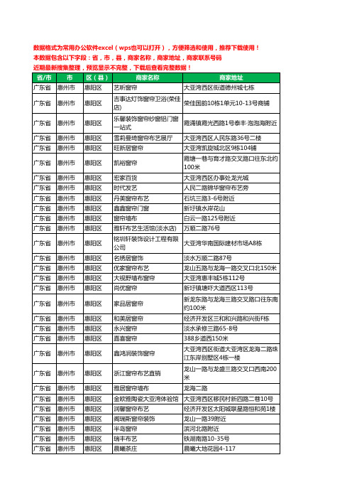 新版广东省惠州市惠阳区窗帘工商企业公司名录名单大全367家