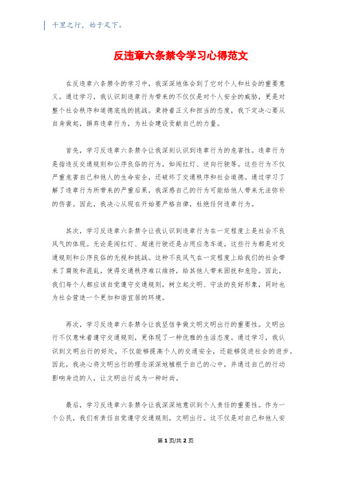 反违章六条禁令学习心得范文