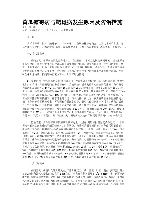 黄瓜霜霉病与靶斑病发生原因及防治措施