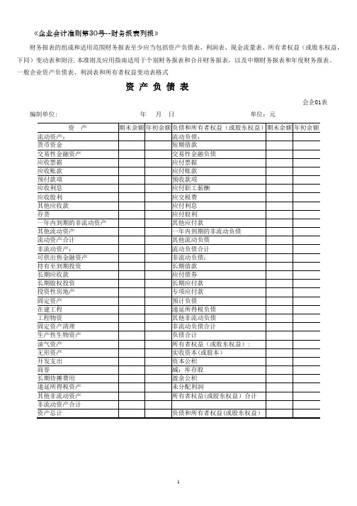 新会计准则全套报表模板【范本模板】