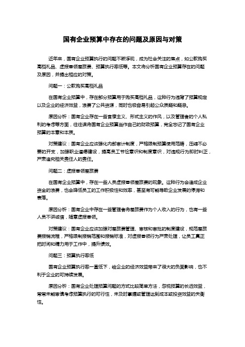 国有企业预算中存在的问题及原因与对策