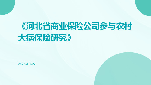 河北省商业保险公司参与农村大病保险研究