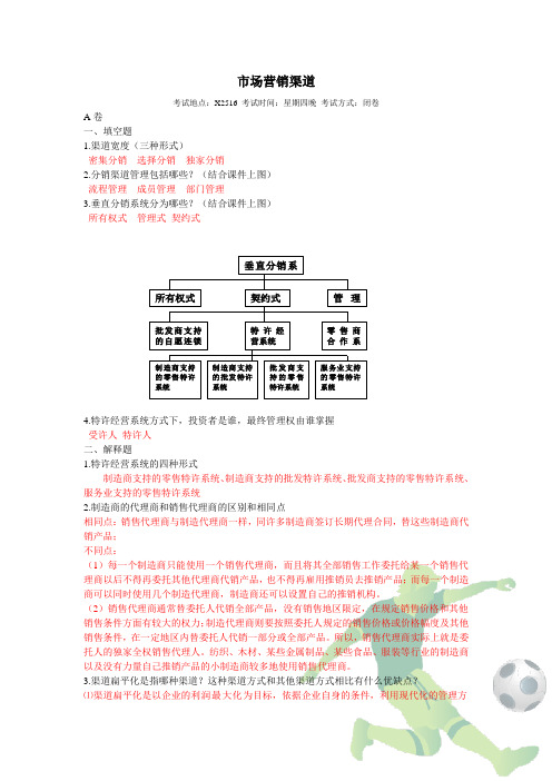 市场营销渠道期末试题