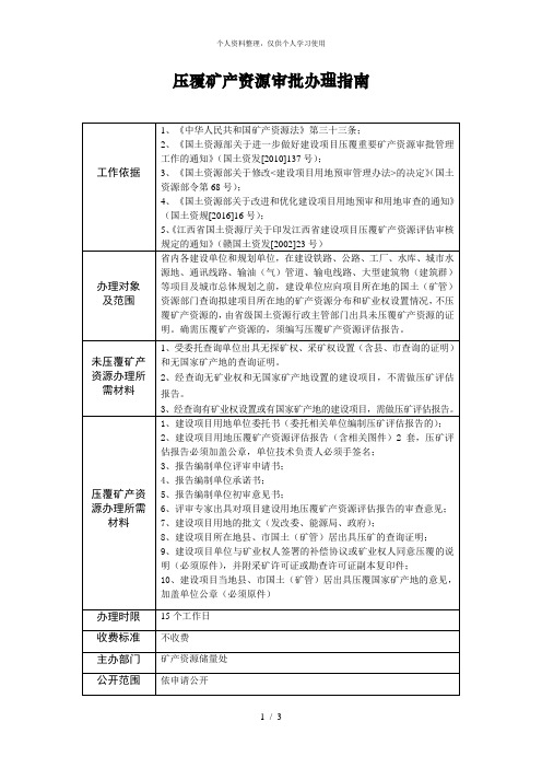 压覆矿产资源审批办理指南