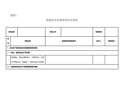 危险化学品使用单位自查表