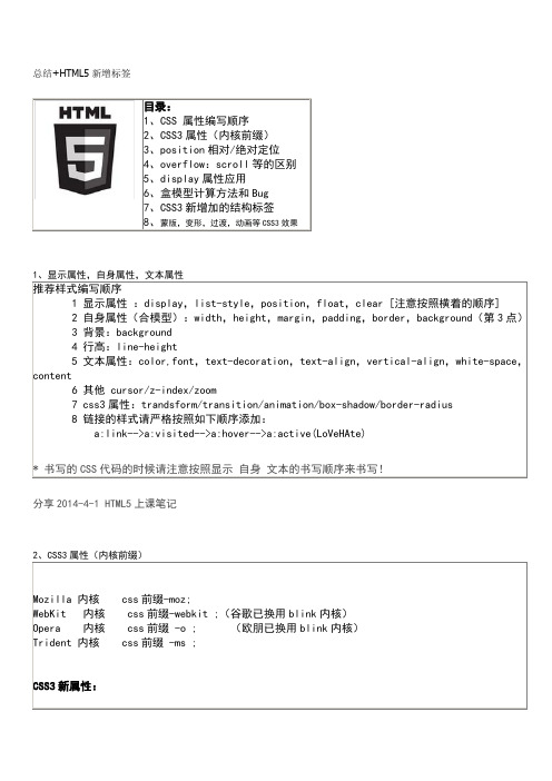 CSS3主要知识点总结+HTML5新标签(图文版)