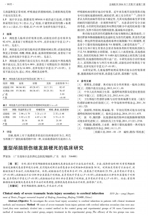 重型颅脑损伤继发脑梗死的临床研究