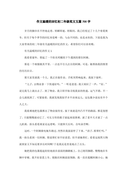 作文温暖的回忆初二年级范文五篇700字