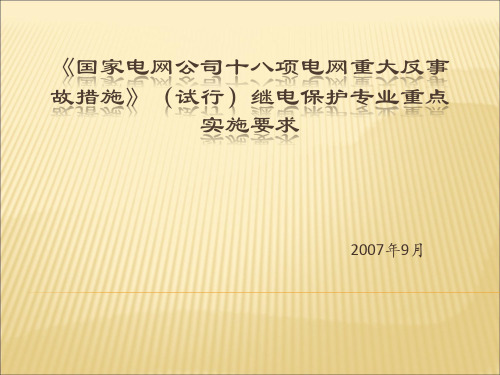 国家电网公司十八项电网重大反事故措施》试行继电保护专业重点讲稿